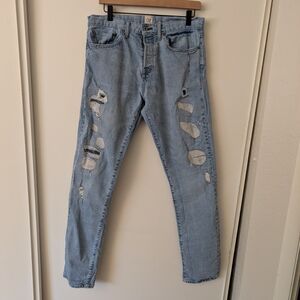 GAP Mens 31x32 Cone Denim Jeans Distressed Slim Casual Streetwear Classic